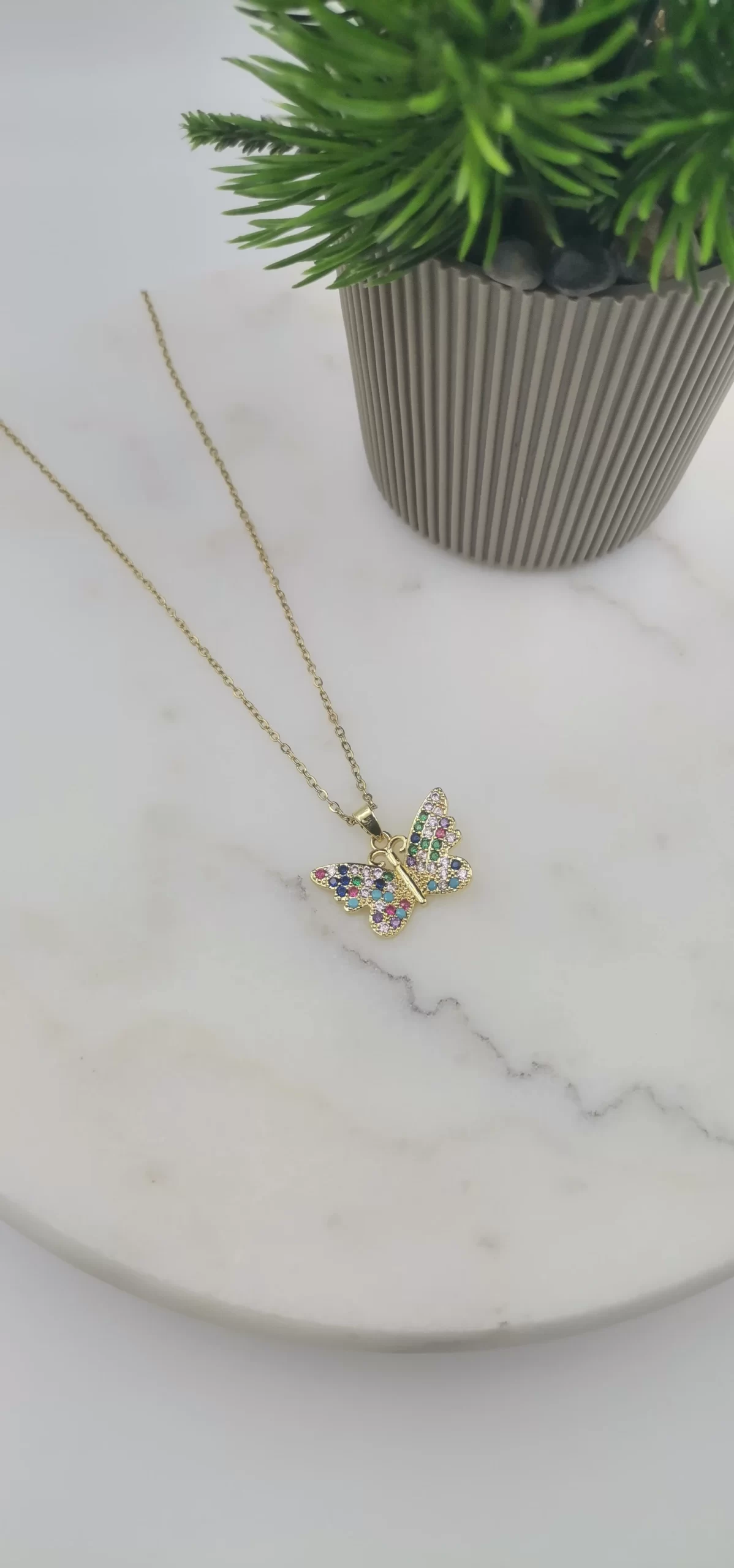 Çelik Kelebek Kolye - Görsel 2