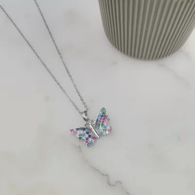 Çelik Kelebek Kolye