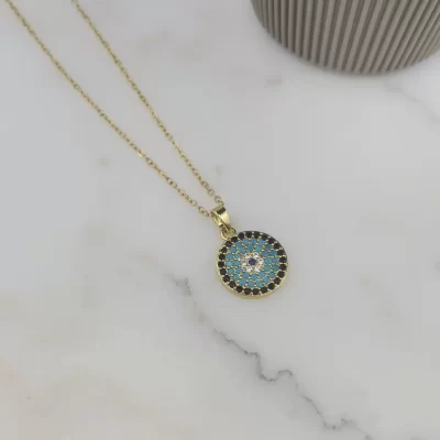 Nazar Boncuklu Çelik Kolye